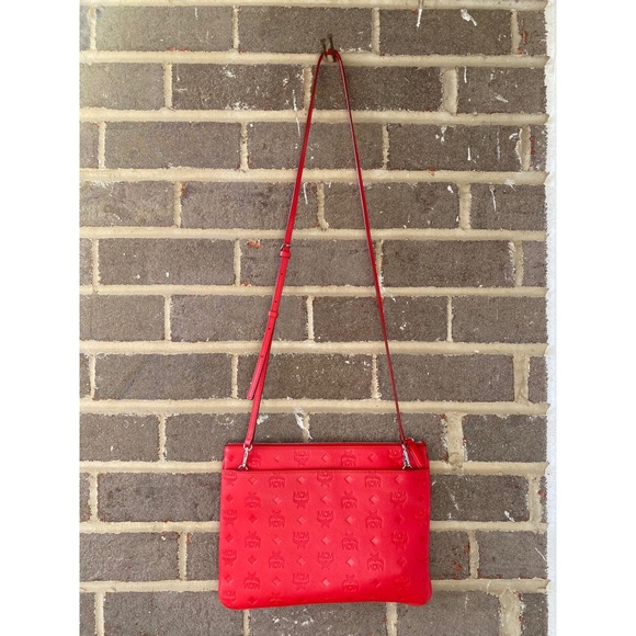 red mcm crossbody pouch
